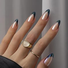 Black French Tip Nails With Chrome, Black French Tip Nails Chrome, Black French Tips With Chrome, Chic Nails Black, Black French Tip With Chrome, Gel X Nails Chrome, Elegant Nails For Work, Nails Ideas Almond Shape, Event Nails