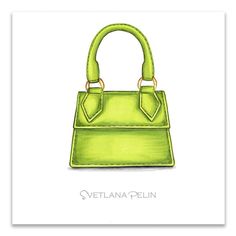 a green handbag is shown on a white background with the words,'svellana pein '