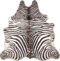 a zebra skin rug is shown in black and white colors, with the pattern on it