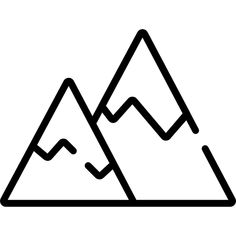 the mountains are shown in this black and white icon, which is part of a mountain range