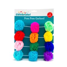 a pack of colorful pom - pom garlands