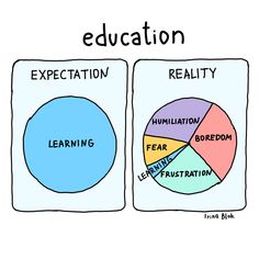 two circles with the words education and learning written on them, each containing different areas