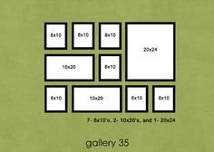 a green poster with black and white images on it that says gallery 3, 5