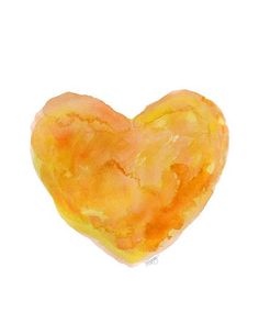 a painting of a yellow heart on a white background