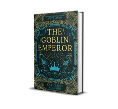 the goblin emperor book cover with blue and gold trimmings on it