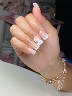 Short Simple Birthday Nails, Basic Frenchies Nails, 20 Birthday Nails Short, Short French Tip Nails With Diamonds, Short Acrylic Nails Diamond Designs, Short Classy Nails With Diamonds, Cute Nail Inspo Acrylic Square, 15 Birthday Nails Ideas, Short Nail Designs 3d Flower