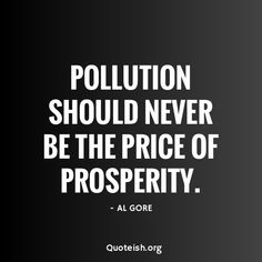 a quote from al gore on pollution should never be the price of prosperity, but it is