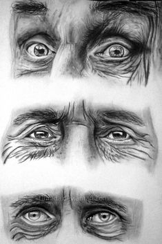 four different types of eyes with one being drawn