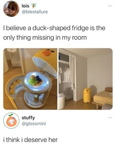 two pictures with the same caption and one has an image of a child's room