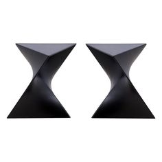 pair of black modern side tables on white background