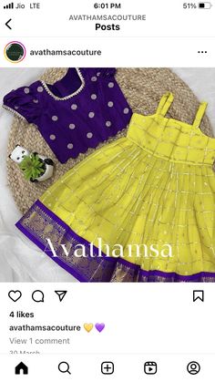 Lehenga Designs For New Born, Baby Langa Blouse Designs, Baby Pattu Langa Designs, Kids Langa Blouse Designs, Langa Designs, Traditional Baby Dresses, Langa Blouse, Pattu Langa, Baby Dress Embroidery