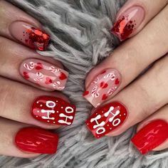 Christmas Masquerade, Red Coffin, Christmas Press On Nails, Xmas Design, Gel Acrylic Nails, Nagel Tips, White Nail Art, Coffin Shape