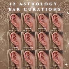 the twelve astrology earcuffs are shown in different positions