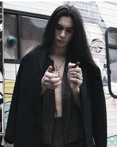 Goth Guys With Long Hair Vampires, Long Hair Men Metalhead, Goth Metalhead Guy, Long Haired Vampire Man, Metal Guys With Long Hair, Long Hair Goth Guy, Long Haired Men Aesthetic, Hot Goth Guys, Long Haired Metalheads