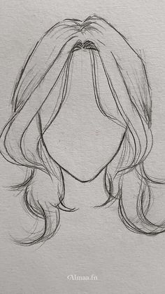 a drawing of a woman's head with long hair