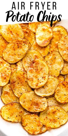 air fryer potato chips on a white plate