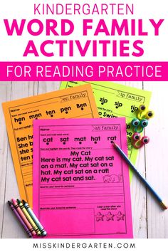 three children's worksheets with the words word family activities for reading practice