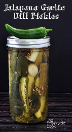 jalapeno garlic dill pickles in a jar