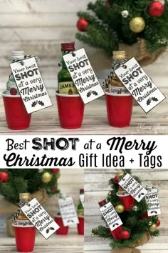 christmas gift idea for the best shot at a merry christmas party with free printable tags