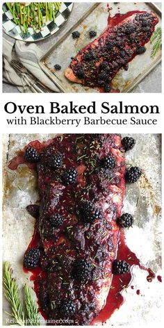 oven baked salmon with blackberry barbecue sauce