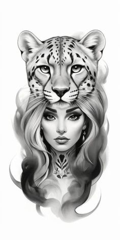 Cheetah Head Tattoo, Big Cats Tattoo, Hat Tattoo Design, Cheetah Hat, Head Tattoo Design, Cheetah Tattoo, Chest Tattoo Drawings, Lion Art Tattoo, Big Cat Tattoo