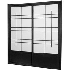 a black and white sliding door on a white background