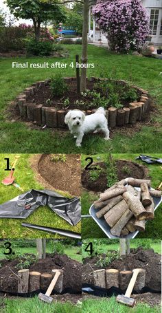 the instructions for how to make a dog bed out of tree stumps and logs