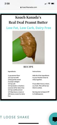 the recipe for kohl kanada's real deal peanut butter