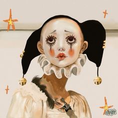 Clown Doll Costume, Clown Painting Ideas, Pierrot Clown Makeup, Clown Photography, Love Clown, Bedroom Goth, Haunted House Makeup