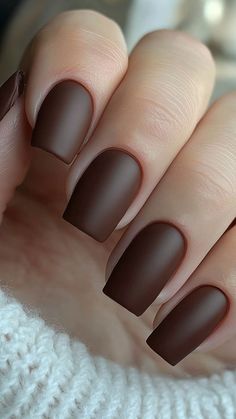 for Matte Brown nails for a chic, understated fall look. This easy and durable design adds a touch of warmth and sophistication to your style. Click the pin to see more and follow us for the latest nail inspirations! #FallNails #MatteBrown #NailDesigns #ShortNails #NailTrends Matte Brown Nails Design, Matte Nails Brown, Coffee Brown Nails Design, Brown Matte Nails, Matte Brown Nails