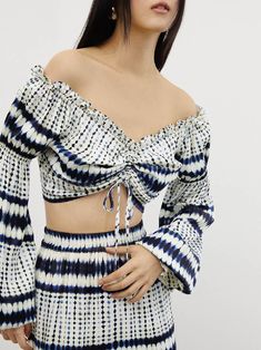 Dropped Shoulder Crop Top– NOT JUST A LABEL Top With Long Sleeves, Create A Brand, Cool Breeze, Marine Blue, Trending Today, Shoulder Crop Top, High Fashion Street Style, White Crop Top, Independent Designers Fashion