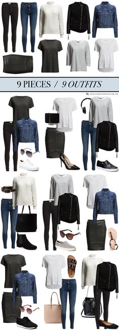 Contains affiliate links: black jeans/Twist & Tango HERE, blue jeans/Maison Scotch HERE, pullover/Gestuz HERE, leather jacket/J. Lindeberg HERE, denim jacket/Levis HERE, skirt/Gestuz HERE, grey T-shirt/Minimum HERE, stripe tee/Minimum HERE, white T-shirt/Samsøe Samsøe HERE Jeg taler… Minimalisticky Chic, Travel Lunch, Indian Travel, Minimalist Moda, Minimal Wardrobe, Mode Tips, Clothes And Shoes, Minimalist Wardrobe