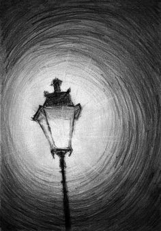 a black and white drawing of a street light