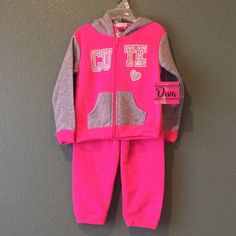 Nwt 24 Month Girls Pink And Gray Jogging Set Pink Cotton School Sets, Pink Cotton Sets For Winter, Pink Cotton Winter Sets, Playful Pink Winter Sets, Playful Pink School Sets, Pink Winter Playtime Sets, Pink Playtime Sets For Winter, Winter Playtime Pink Sets, Cute Pink Playtime Sets