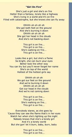 Girl on Fire--Alicia Keys Lullaby Lyrics, Free Song Lyrics, Fire Lyrics, Great Song Lyrics, Song Words, Diy Aromatherapy, Inspirational Songs, Song Lyric Quotes, Music Quotes Lyrics