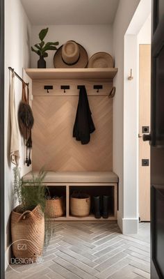 the entryway is clean and ready for guests to use it as a storage space