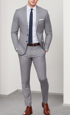 Business Casual Attire For Men, Terno Slim, Suit Combinations, Gents Kurta Design, Light Grey Suits, Gents Kurta, Gents Fashion, Suit For Men