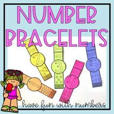 a poster with the words number bracelets have fun with numbers and letters on it