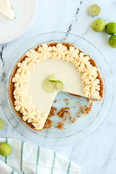 a slice of key lime pie on a plate