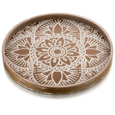 a brown and white plate on a white background