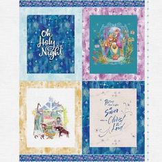 four different christmas cards with the words, one holly night and two angels on them