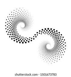 two black and white circles with dots in the center on a white background - stock photo