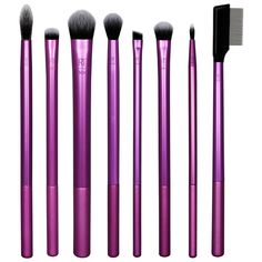 The Real Techniques Everyday Eye Essentials Makeup Brush Set has every eye brush you need to complete your makeup look- whether you’re a minimalist or over-the-top. The makeup brush kit includes: the 307 Shading Brush, 310 Essential Crease Brush, 304 Defining Crease Brush, 313 Definer Brush, 332 Smudge Brush, 308 Medium Shadow Brush, 312 Lash Separator, and the 311 Flat Liner. These 8 eyeshadow brushes are must-haves for effortlessly blended eye looks. They can be used with gels, creams, liquids Essential Makeup Brushes, Make Up Foundation, Real Techniques Brushes, Tom Ford Black Orchid, Eyeshadow Brush Set, Liquid Shadow, Bold Eye Makeup, Makeup Brush Kit, Eye Looks