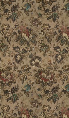 an old fashioned wallpaper with many different flowers and leaves on it's surface