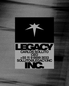 a black and white poster with the words legacy, carlos solito eco