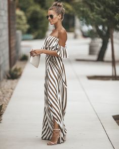 Look Boho Chic, Wrap Maxi Dress, Dark Taupe, Maxi Wrap Dress, Casual Summer Outfits, Flash Sale, Look Fashion, Striped Dress, Spring Summer Fashion