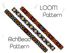 the loom bracelet pattern is shown in three different colors