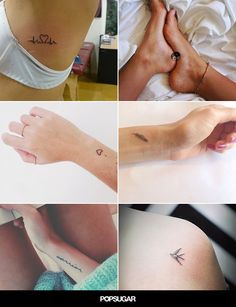 four different pictures of people with tattoos on their bodies