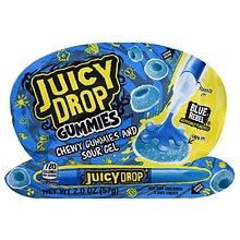 juicy drop gummies chews and soury gel, blueberry flavor with lemon