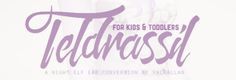 the words for kids and toddlers feldrassi are in purple lettering on a white background